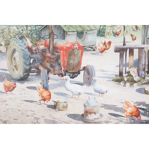 11 - Neil Westwood (British, b.1947), four farmyard scenes: The Chicken Run, The Woodshed, Young Shires a... 