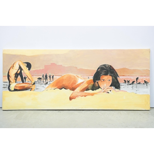 129 - Ten oil on canvas paintings, mostly nudes, the largest 50 x 120cm