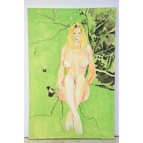 129 - Ten oil on canvas paintings, mostly nudes, the largest 50 x 120cm