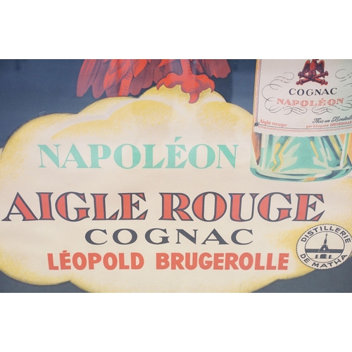 132 - Napoléon Aigle Rouge Cognac, Léopold Brugerolle, Distillerie de Matha, Imprimé en France (Printed in... 