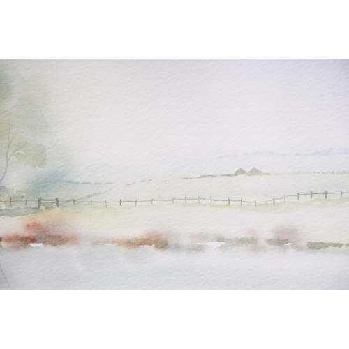 134 - Peter Robinson, Riverside, watercolour heightened with white, signed lower right and titled to mount... 