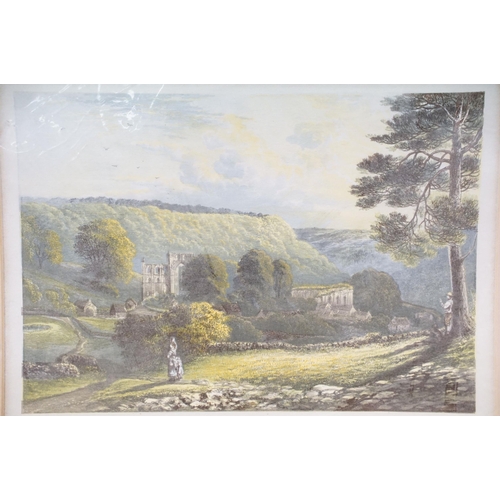 136 - Rievaulx Abbey, chromolithograph, label verso for Steve Bartrick Antique Prints and Maps, further la... 