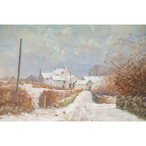 18 - David Price, A Touch of Winter, Overton, Gower, pastel, 30 x 41.5cm, label verso for Attic Gallery, ... 