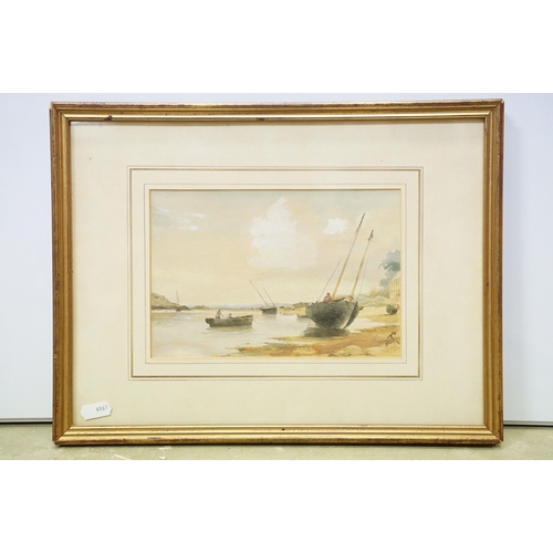 19 - 19th century English School, boats on the water, watercolour, indistinctly initialled and dated lowe... 