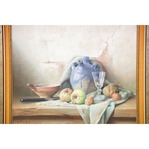 2 - Robert Chailloux (French, 1913 - 2006), still life with nuts, apples and pottery, oil on canvas, sig... 