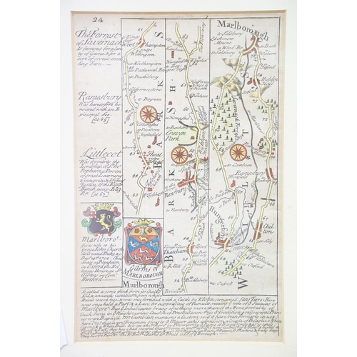 20 - Map of Reading and surrounding areas, double-sided hand-coloured engraving, numbered 23/24, 18 x 11.... 