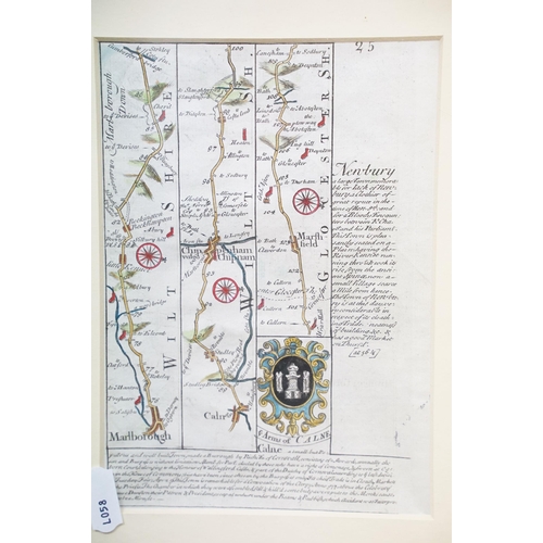 20 - Map of Reading and surrounding areas, double-sided hand-coloured engraving, numbered 23/24, 18 x 11.... 