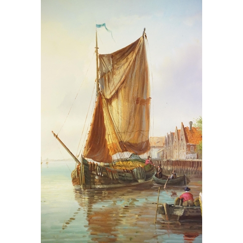 30 - I Van Brough, Dutch River, oil on panel, signed lower right, title inscribed verso and label for The... 