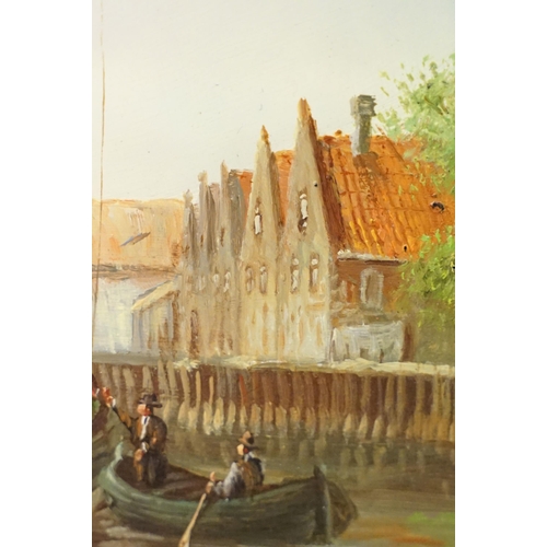 30 - I Van Brough, Dutch River, oil on panel, signed lower right, title inscribed verso and label for The... 