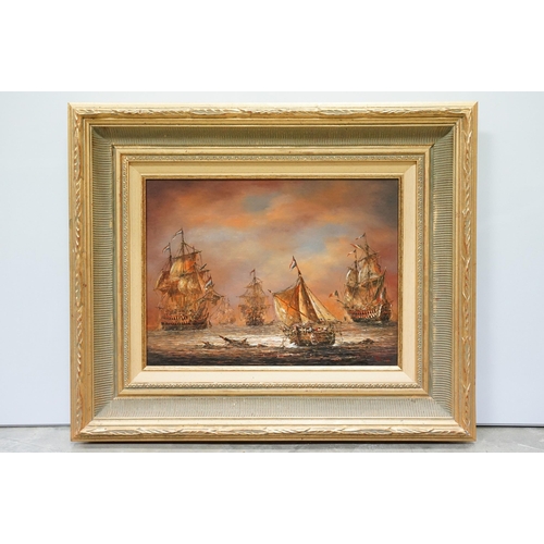 31 - William Jones, maritime scene, oil on panel, signed lower right, label verso for Racine Art Gallery,... 