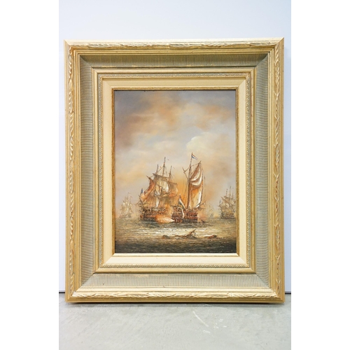 31 - William Jones, maritime scene, oil on panel, signed lower right, label verso for Racine Art Gallery,... 