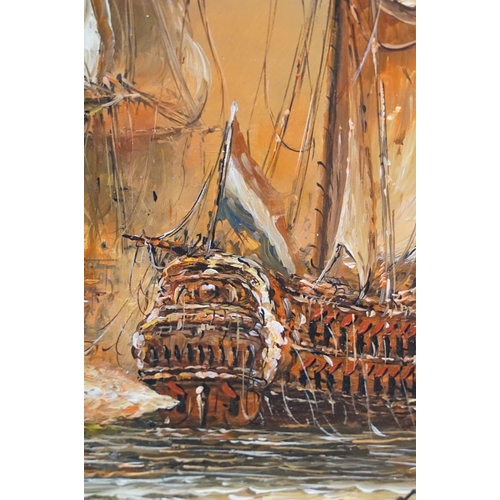 31 - William Jones, maritime scene, oil on panel, signed lower right, label verso for Racine Art Gallery,... 