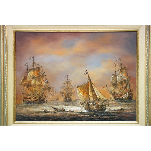 31 - William Jones, maritime scene, oil on panel, signed lower right, label verso for Racine Art Gallery,... 