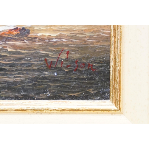 31 - William Jones, maritime scene, oil on panel, signed lower right, label verso for Racine Art Gallery,... 