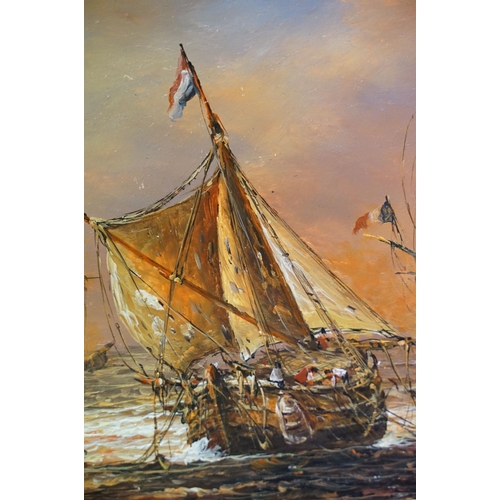 31 - William Jones, maritime scene, oil on panel, signed lower right, label verso for Racine Art Gallery,... 