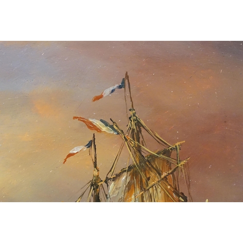 31 - William Jones, maritime scene, oil on panel, signed lower right, label verso for Racine Art Gallery,... 