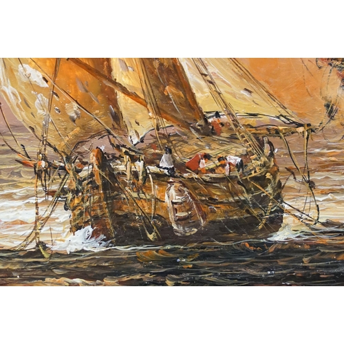 31 - William Jones, maritime scene, oil on panel, signed lower right, label verso for Racine Art Gallery,... 