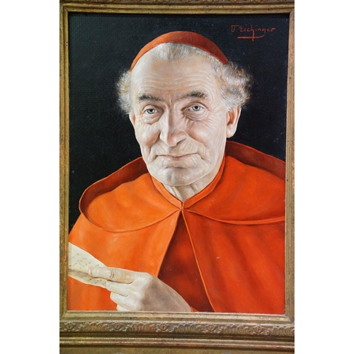 4 - Otto Eichinger (Austrian, 1922 - 2004), Memories, portrait of a Cardinal, oil on board, signed upper... 