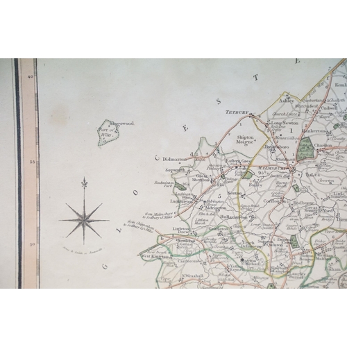 46 - A New Map of the County of Wilts (Wiltshire), Divided into Hundreds, printed for C.Smith, No.172 Str... 