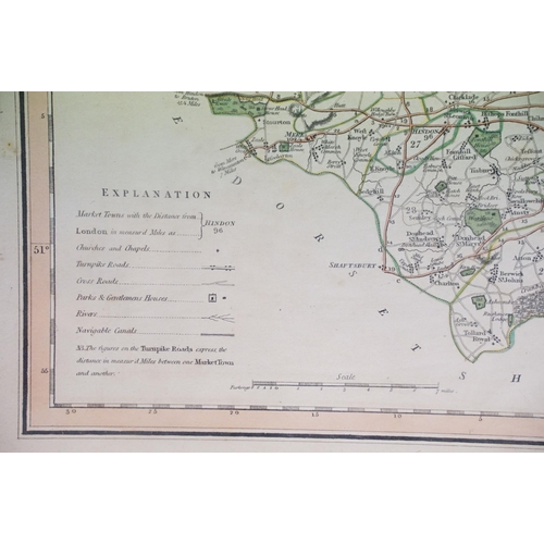 46 - A New Map of the County of Wilts (Wiltshire), Divided into Hundreds, printed for C.Smith, No.172 Str... 