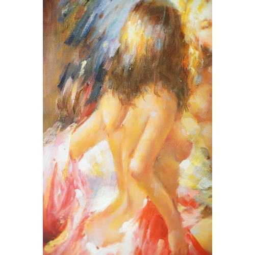 5 - Vladimir Petriv, two nude female figures, oil on canvas, signed lower right, label verso for Desseau... 