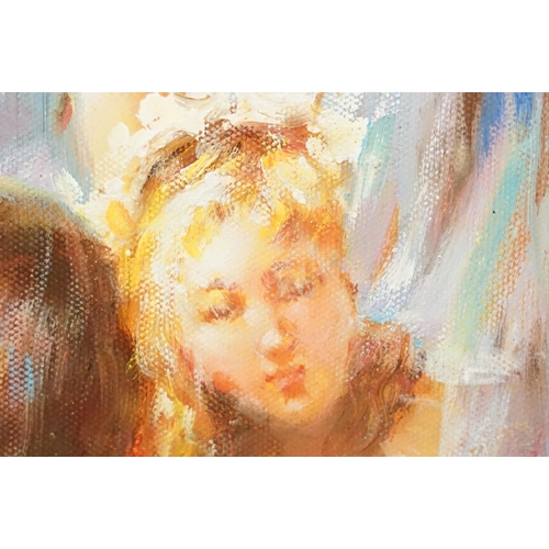 5 - Vladimir Petriv, two nude female figures, oil on canvas, signed lower right, label verso for Desseau... 