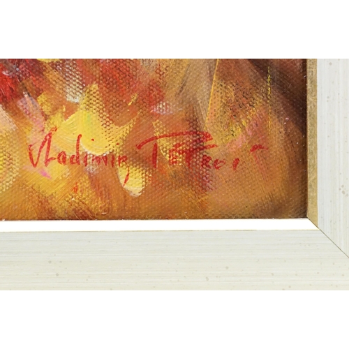 5 - Vladimir Petriv, two nude female figures, oil on canvas, signed lower right, label verso for Desseau... 