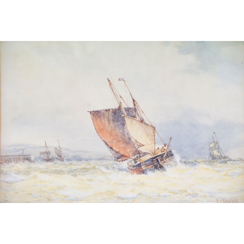 7 - Frederick James Aldridge (British, 1850-1933), boats at sea, watercolour, signed lower right, 24.5 x... 