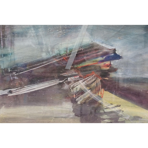 187 - Richard Elliot, abstract scene - Untitled 1990, watercolour, signed lower right, 56 x 75.5cm, label ... 