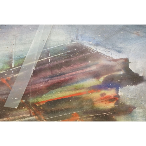 187 - Richard Elliot, abstract scene - Untitled 1990, watercolour, signed lower right, 56 x 75.5cm, label ... 