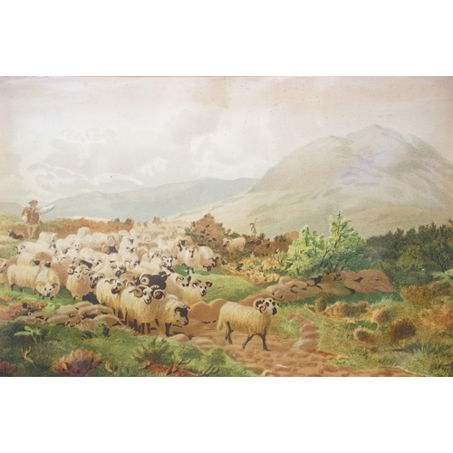 80 - Henry Birtles (1838-1907), cattle in a stream, watercolour, signed lower left and dated 1881, togeth... 