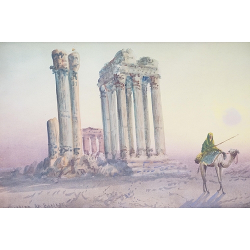 83 - Three paintings by Anton Perique, Temples of Baalbek, watercolour, signed lower right, titled lower ... 