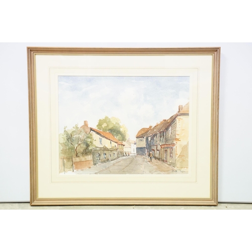 89 - Jean Hobbs, Antique Shop in Rennes, watercolour, signed lower right, title label and artist's labels... 