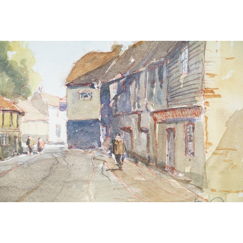 89 - Jean Hobbs, Antique Shop in Rennes, watercolour, signed lower right, title label and artist's labels... 