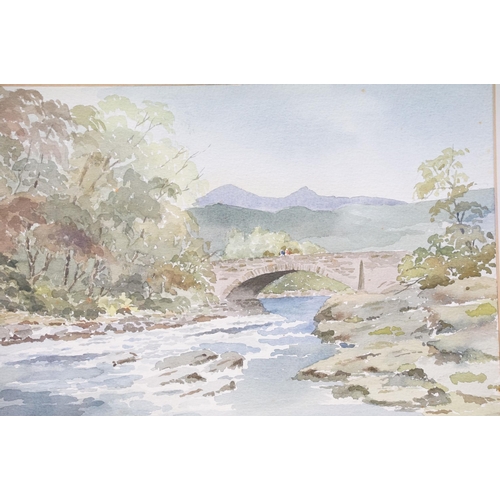 90 - Ronald Morgan, Falls of Killin, watercolour, initialled lower right, title label and artist's labels... 