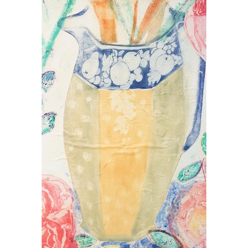 96 - Jenny Dunham, Vase of Flowers, mixed media, titled lower left, signed indistinctly lower right, labe... 