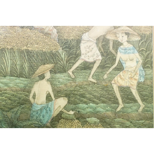 101 - Budi, Iklusa, Bou (Batuan School), a fine watercolour miniature of village folk gathering crops, 10.... 