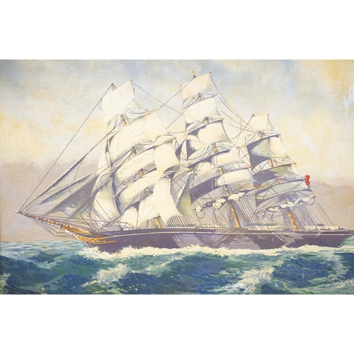 106 - English School, Clipper in Rough Seas, oil on panel, inscribed verso ' A J Smart, 1938 ' and titled ... 