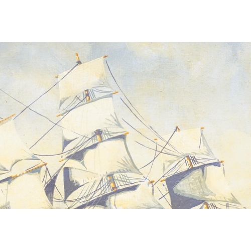 106 - English School, Clipper in Rough Seas, oil on panel, inscribed verso ' A J Smart, 1938 ' and titled ... 