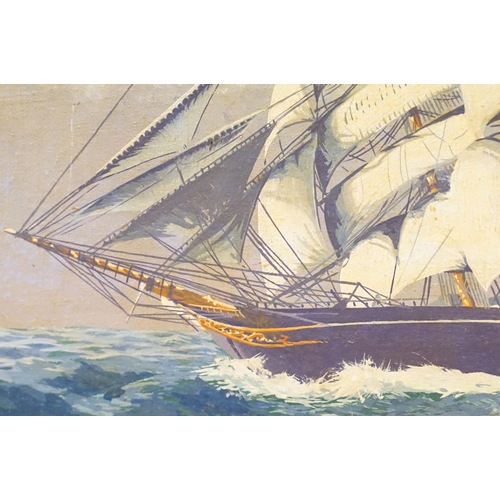 106 - English School, Clipper in Rough Seas, oil on panel, inscribed verso ' A J Smart, 1938 ' and titled ... 