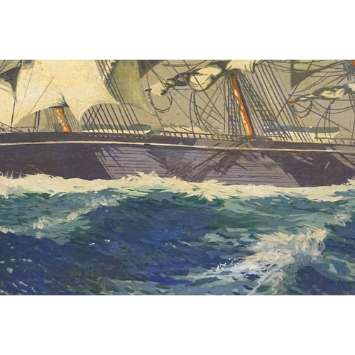 106 - English School, Clipper in Rough Seas, oil on panel, inscribed verso ' A J Smart, 1938 ' and titled ... 