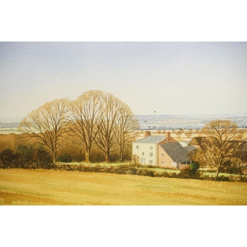 107 - Stuart James, Knighton Farm House, Knighton, watercolour, signed lower left and dated '95, 15 x 51.5... 