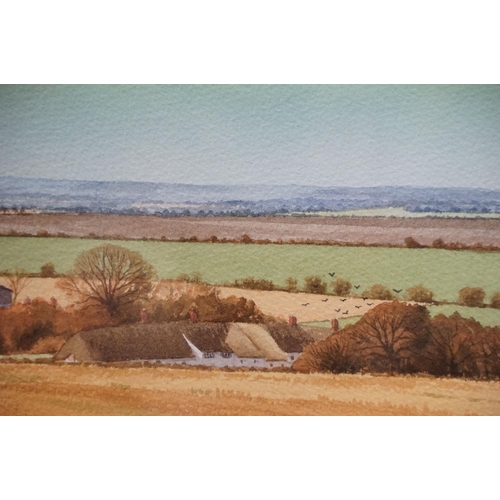 107 - Stuart James, Knighton Farm House, Knighton, watercolour, signed lower left and dated '95, 15 x 51.5... 