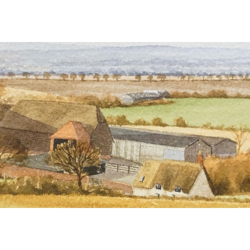 107 - Stuart James, Knighton Farm House, Knighton, watercolour, signed lower left and dated '95, 15 x 51.5... 