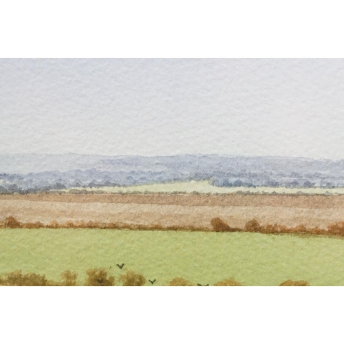 107 - Stuart James, Knighton Farm House, Knighton, watercolour, signed lower left and dated '95, 15 x 51.5... 