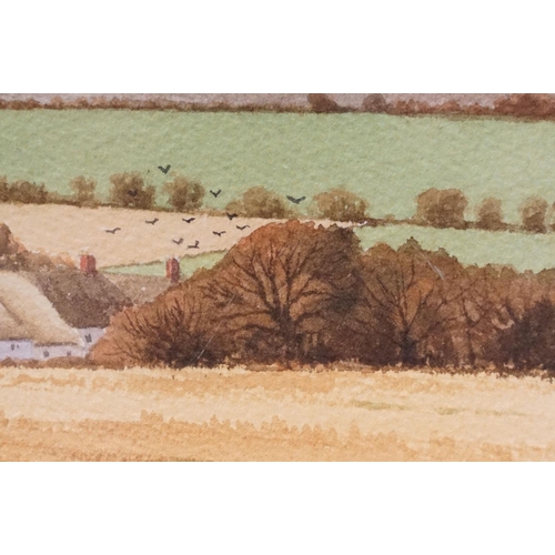 107 - Stuart James, Knighton Farm House, Knighton, watercolour, signed lower left and dated '95, 15 x 51.5... 