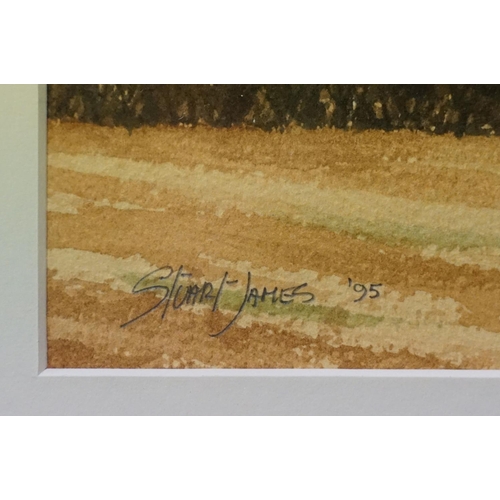 107 - Stuart James, Knighton Farm House, Knighton, watercolour, signed lower left and dated '95, 15 x 51.5... 