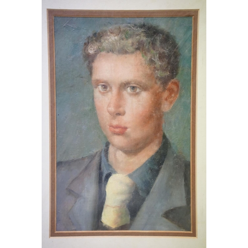 38 - Framed oil painting portrait of Welsh poet Dylan Thomas, 27.5 x 17cm, framed and glazed