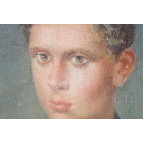 38 - Framed oil painting portrait of Welsh poet Dylan Thomas, 27.5 x 17cm, framed and glazed