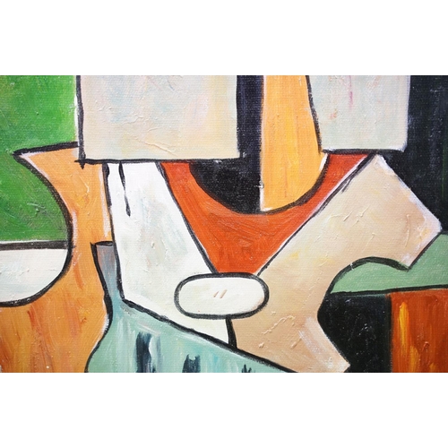 50 - Framed Cubist oil painting of a figural abstract study, 58.5 x 48.5cm